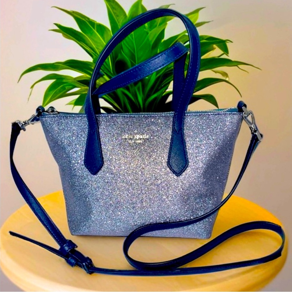 Kate Spade glitter/sparkly navy mini crossbody, EUC